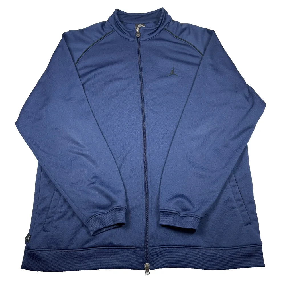 VINTAGE AIR JORDAN 2005 JUMPMAN TRACK JACKET ATHLETIC WARM UP NAVY BLUE SIZE XL